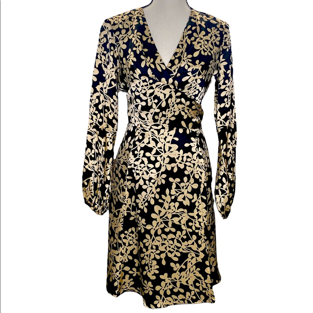 Printed satin wrap dress